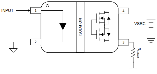 Applikations-Schaltungsdiagramm - Texas Instruments ISOM8610 Opto-Emulator-Schalter