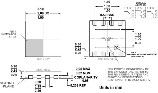Technische Zeichnung - Analog Devices Inc. ADL8140 Rauscharmer Verstärker
