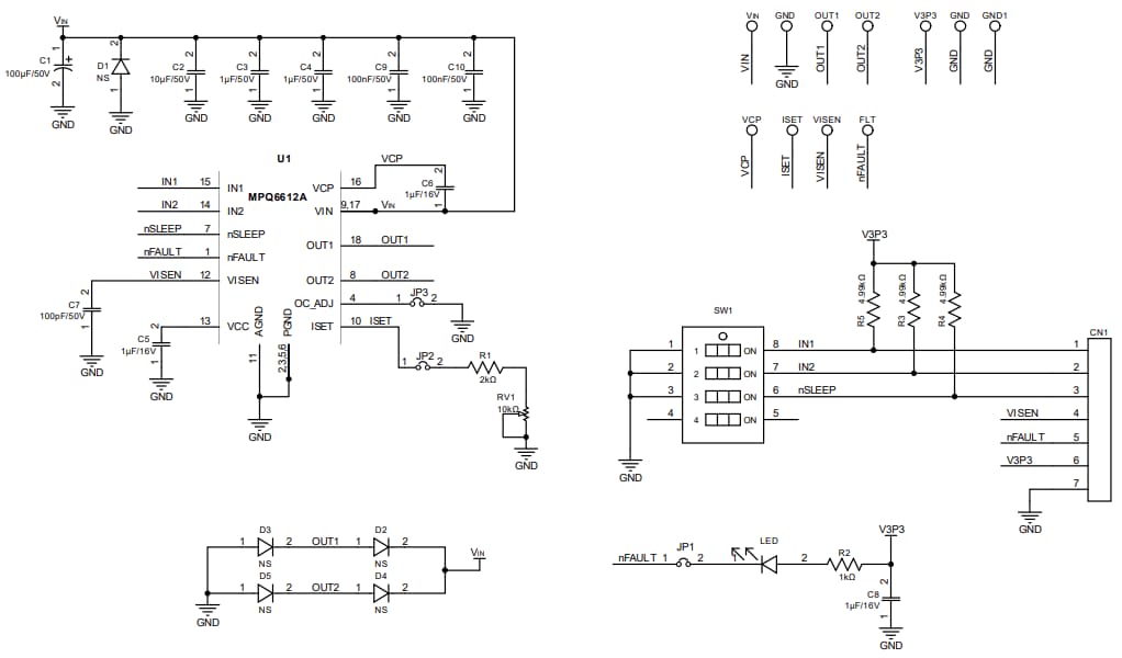 Schematic - Monolithic Power Systems (MPS) EVQ6612A-L-00A Evaluation Board