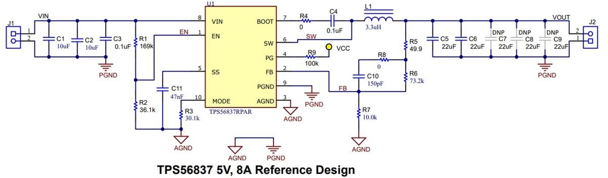 Applikations-Schaltungsdiagramm - Texas Instruments TPS5683x Synchroner Abwärtswandler