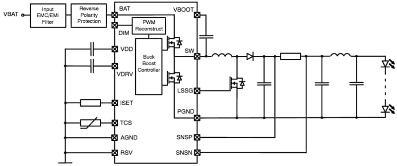 Applikations-Schaltungsdiagramm - onsemi NCV78514 Einkanal-Automotive-LED-Treiber
