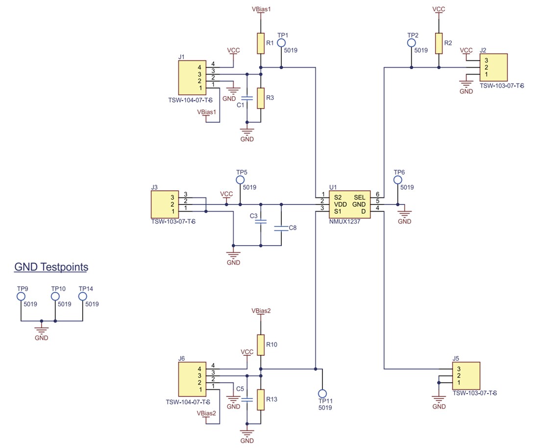 Schaltplan - Nexperia NMUX1237 Multiplexer/Demultiplexer Evaluierungsboard
