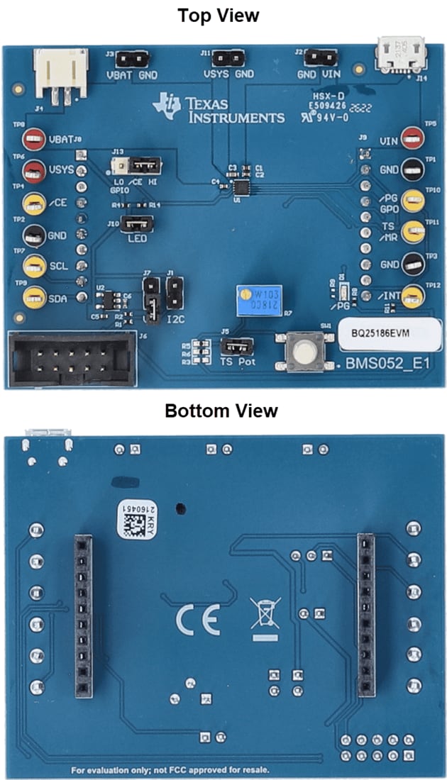 Technische Zeichnung - Texas Instruments BQ25186EVM Evaluierungsmodul (EVM)