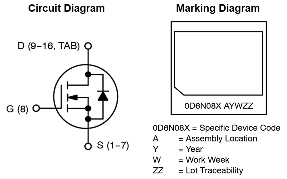 Schaltplan - onsemi NVBYST0D6N08X 80-V-N-Kanal Leistungs-MOSFET