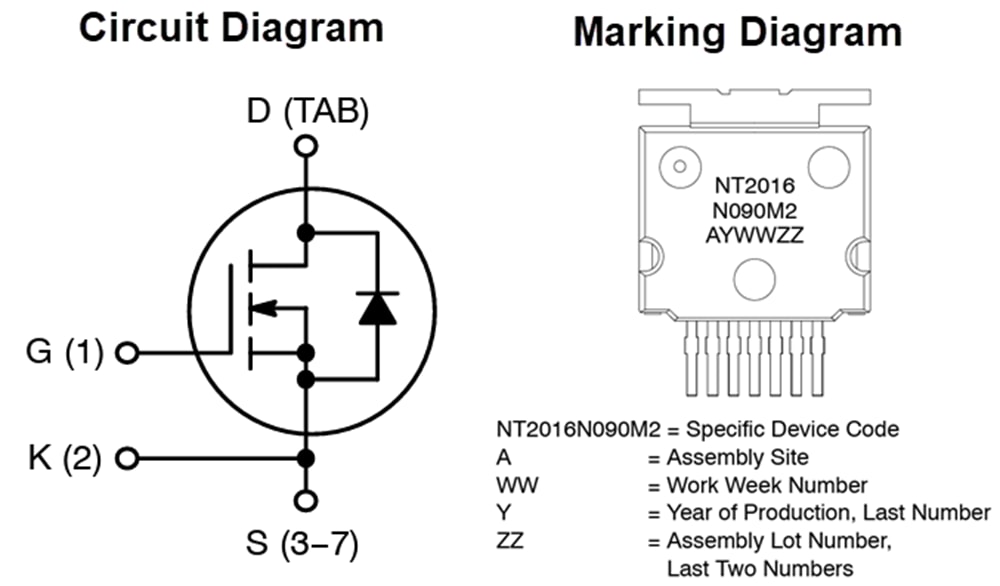 Schaltplan - onsemi NVT201xN0 M2-SiC-N-Kanal-MOSFETs