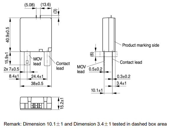 Technische Zeichnung - EPCOS / TDK MT40 Thermosicherungsvaristoren
