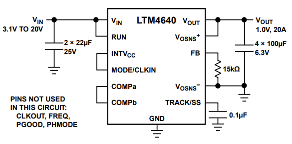 Applikations-Schaltungsdiagramm - Analog Devices Inc. LTM4640 Abwärts-DC-DC-Regler