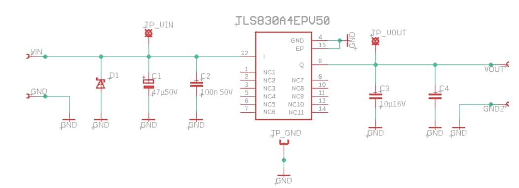 Schaltplan - Infineon Technologies TLS830A4EPV50 Demoplatine