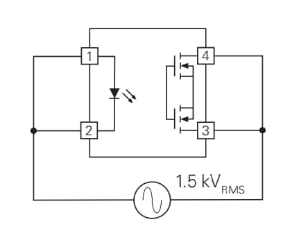 Applikations-Schaltungsdiagramm - IXYS CPC1056N Relais mit normalerweise offener Schaltung von 75 mA