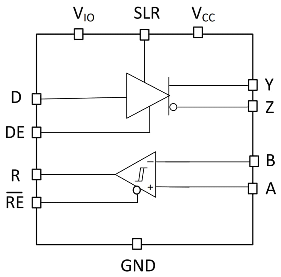 Schaltplan - Texas Instruments THVD9491-SEP RS-422/RS-485-Transceiver von ±40 V 