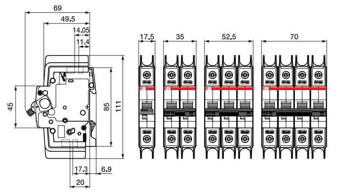 Mechanical Drawing - ABB System pro M compact® SU200M Mini Circuit Breakers