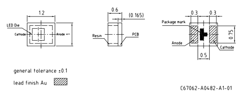 Technische Zeichnung - ams OSRAM CT ELLN51.14 Chip-LED