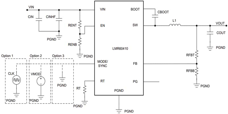 Applikations-Schaltungsdiagramm - Texas Instruments LMR60410 Synchroner Abwärtswandler
