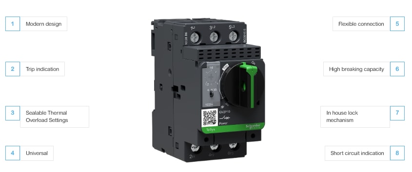 Schneider Electric TeSys GV2 Motor-Leistungsschalter und Zubehör