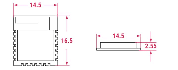 Technische Zeichnung - Raspberry Pi SC1169 Funkmodul 2 (RM2)