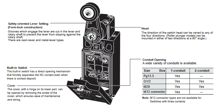 Technische Zeichnung - Omron Industrial Automation D4N Sicherheitsendschalter