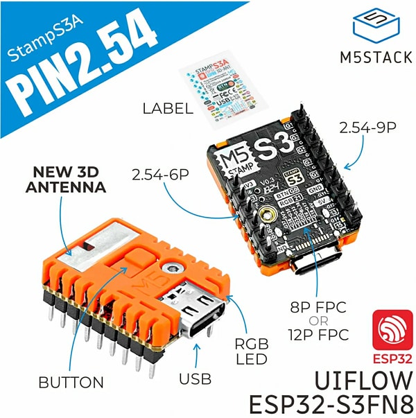 Infographic - M5Stack Stamp-S3A Multiprotocol Modules