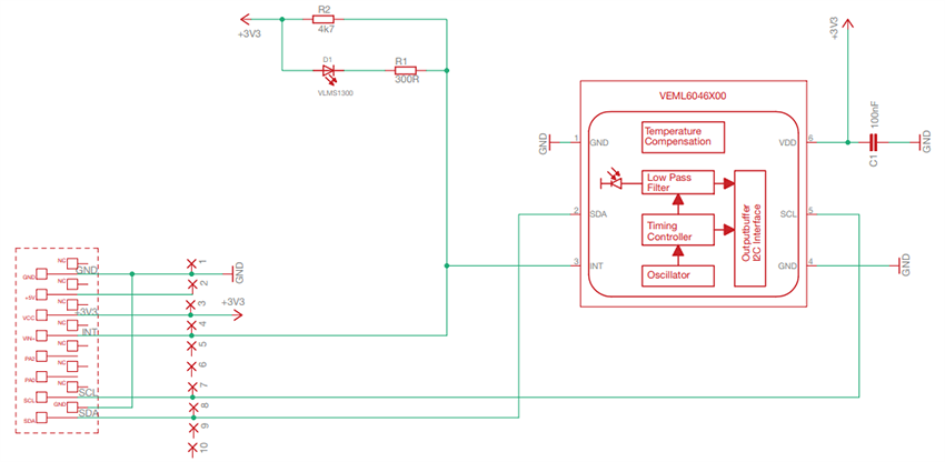 Schaltplan - Vishay Semiconductors VEML6046X00-SB Sensorboard