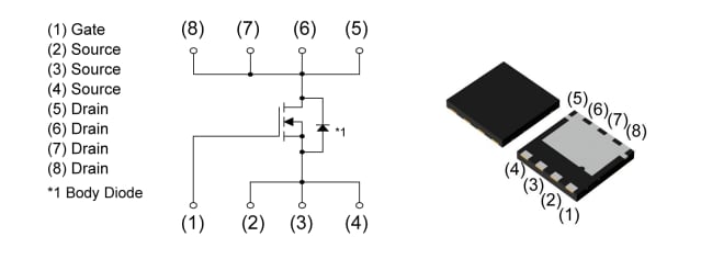 Applikations-Schaltungsdiagramm - ROHM Semiconductor RY7P250BM Leistungs-MOSFET