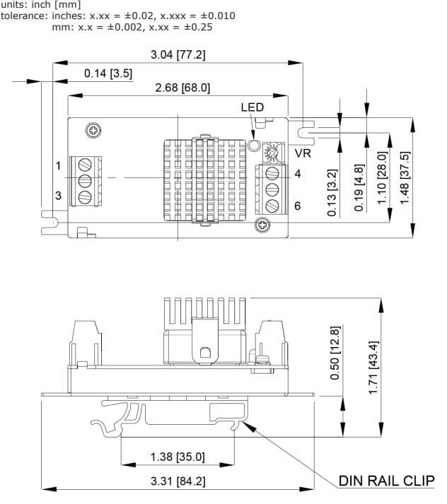 Technische Zeichnung - CUI Inc DQC30 DC/DC-Wandler