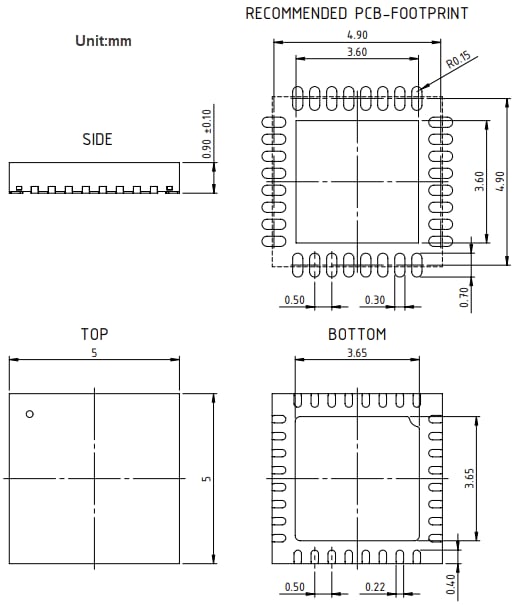 Mechanical Drawing - iC-Haus iC-TW29 26-Bit Encoder Processor
