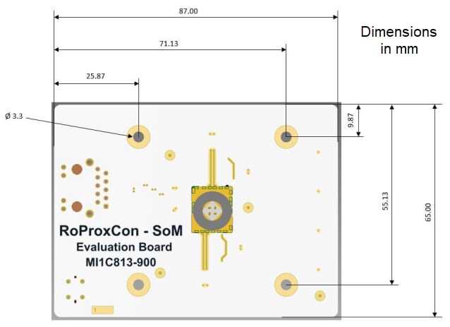 Technische Zeichnung - Rosenberger RoProxCon® SoM-Evaluierungsboard
