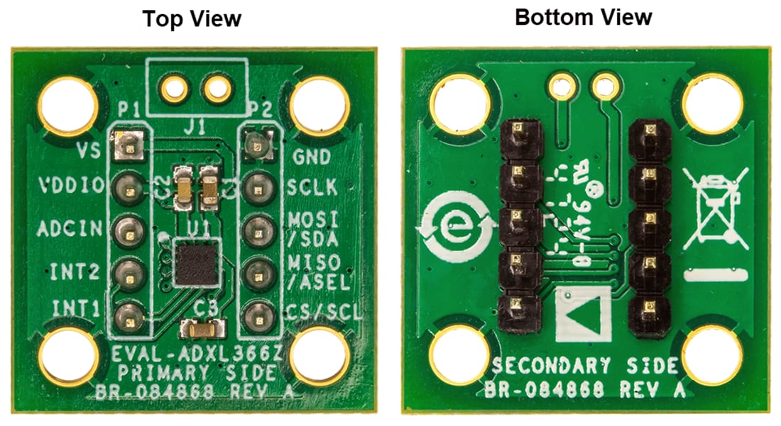 Technische Zeichnung - Analog Devices Inc. EVAL-ADXL366Z Breakout-Board für ADXL366