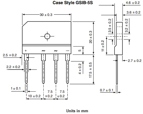 Technische Zeichnung - Vishay Semiconductors GSIB15x Brückengleichrichter