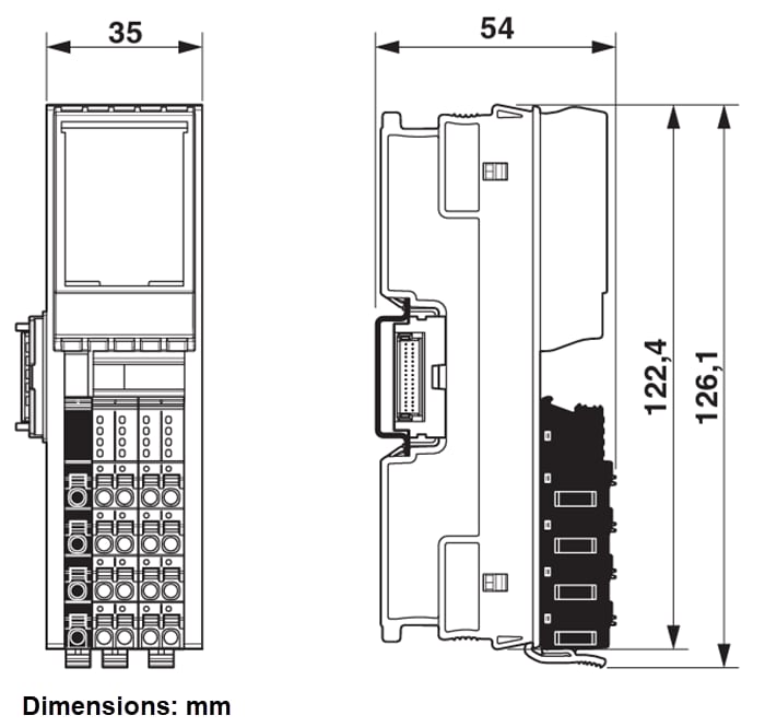 Technische Zeichnung - Phoenix Contact AXL F CNT2 1H Funktionsmodul