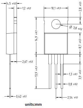 Mechanical Drawing - Diotec Semiconductor MUR1620CT Superfast Recovery Rectifier