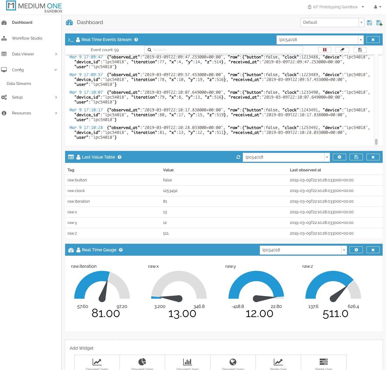 Real Time Gauge Widgets Added to Dashboard