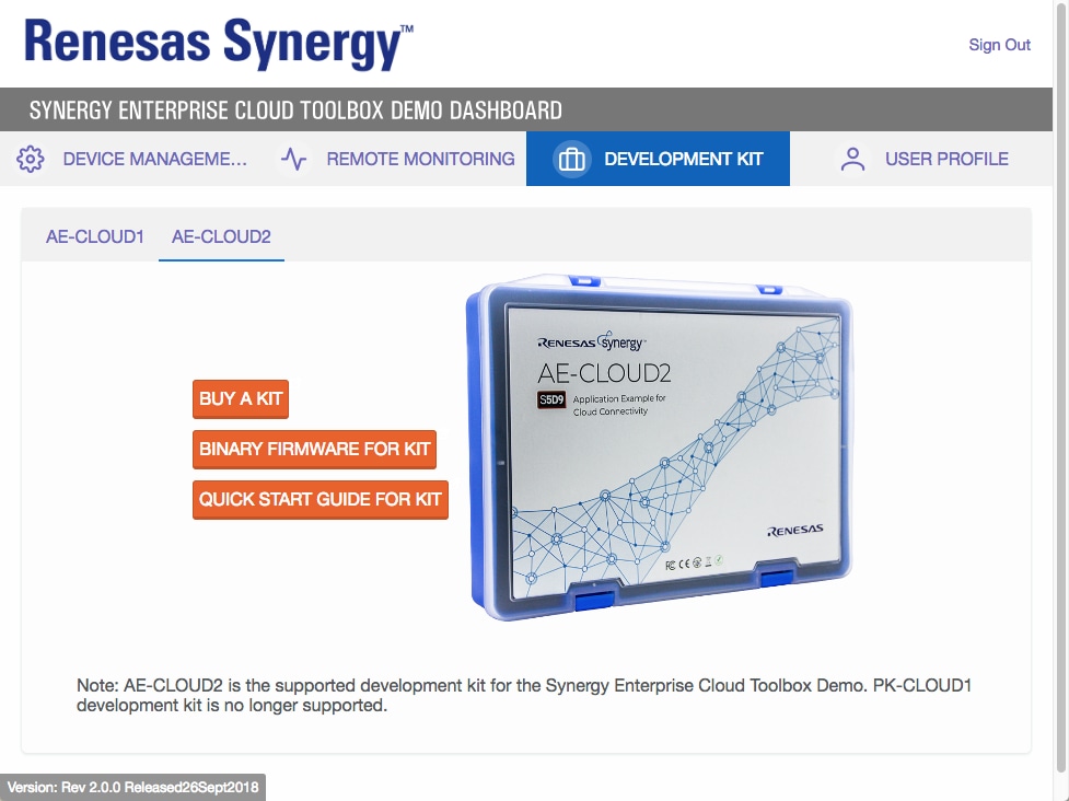 The Renesas Synergy Enterprise Cloud Toolbox Demo Dashboard allows you to monitor sensor data activity that your AE-CLOUD2 receives.