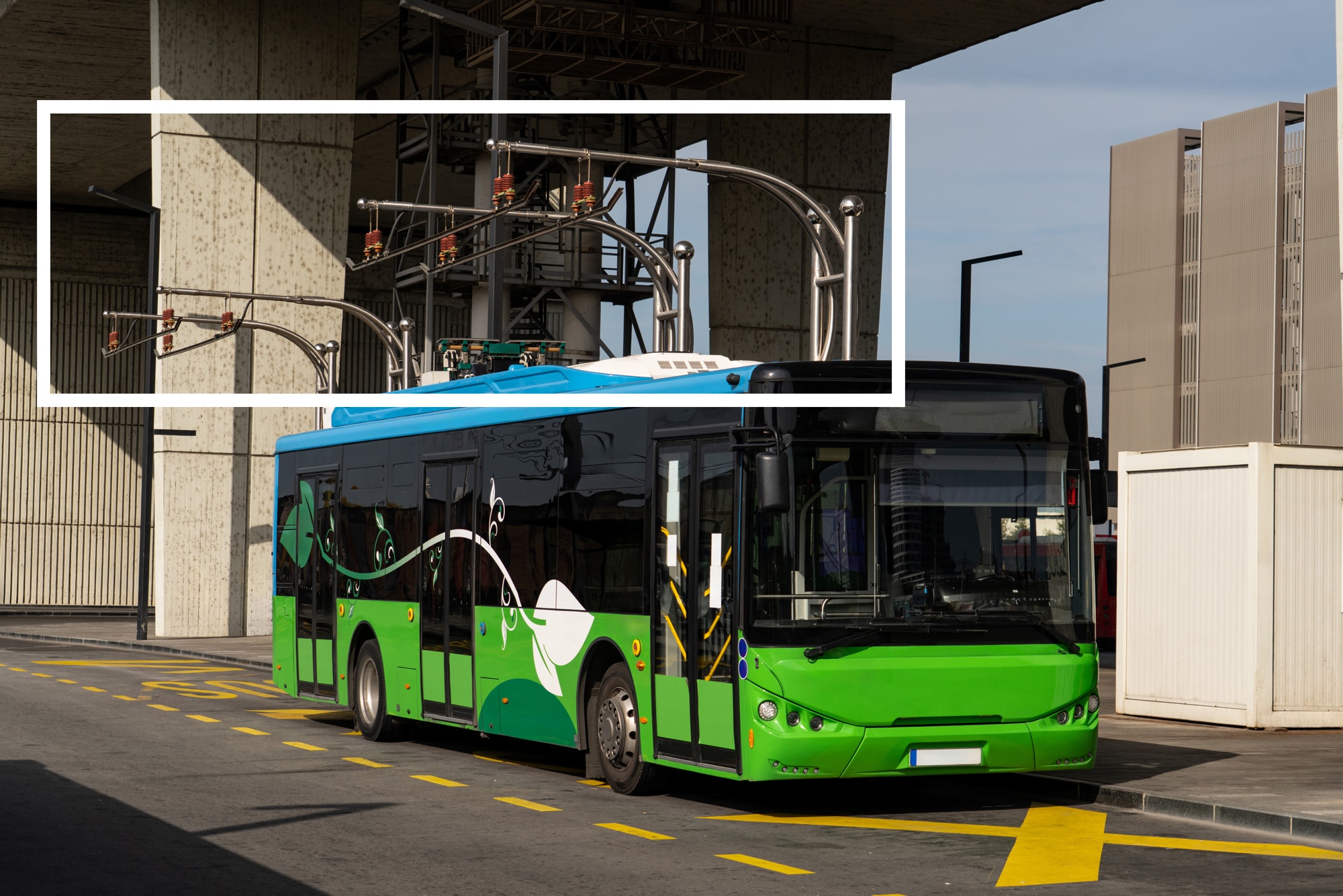 Figure 2: An electric bus charging by pantograph.